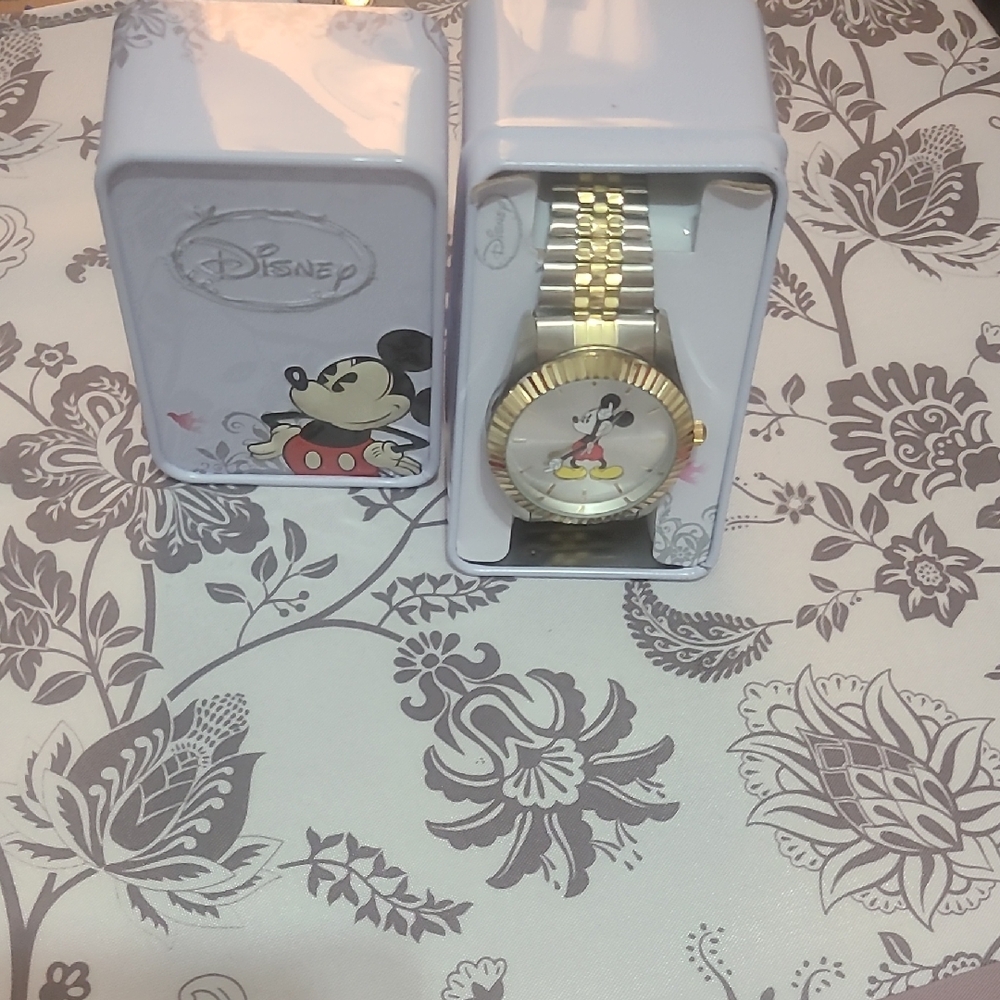 Disney Mickey Mouse Gold and Silver Timepiece